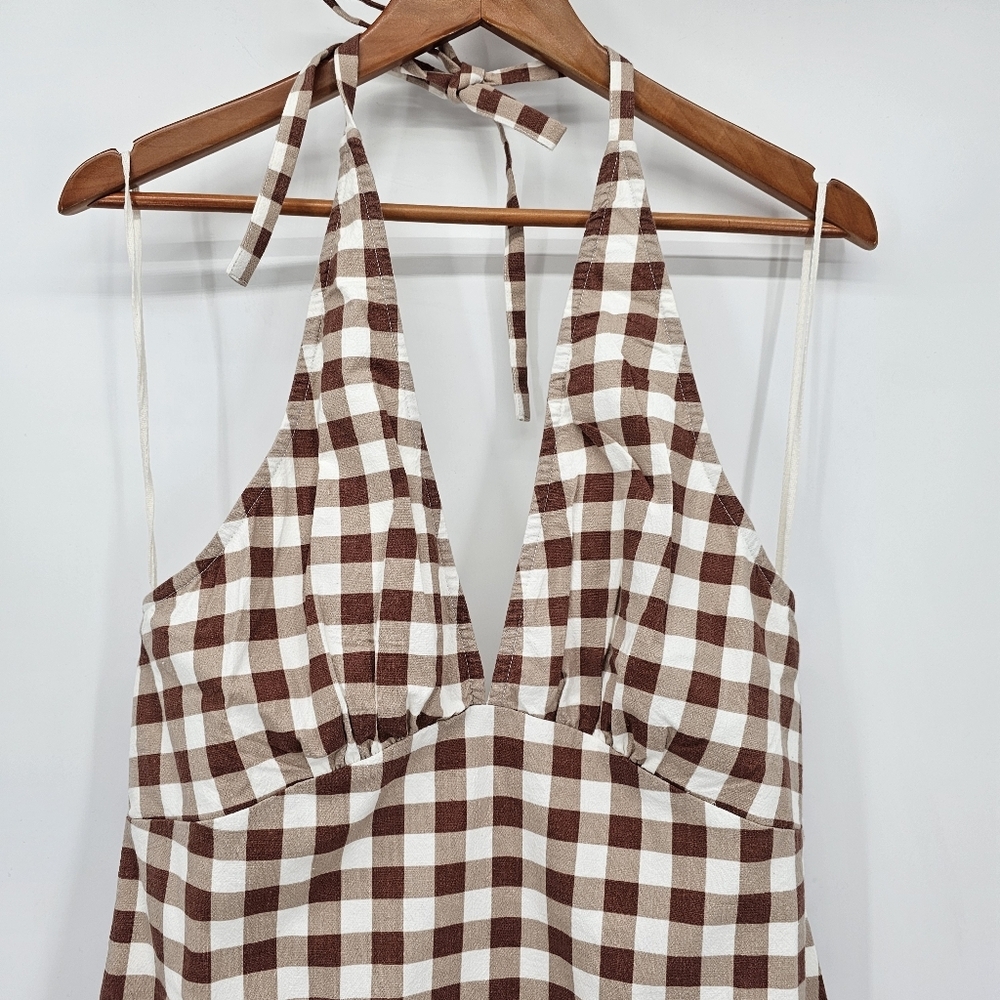 Free People Cecil Mini Dress in Brown Patina Combo Womens Large New - Picture 3 of 10